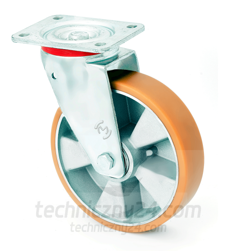 Koło obrotowe z bieżnią poliuretanową widelec standardowy średnica 250 mm